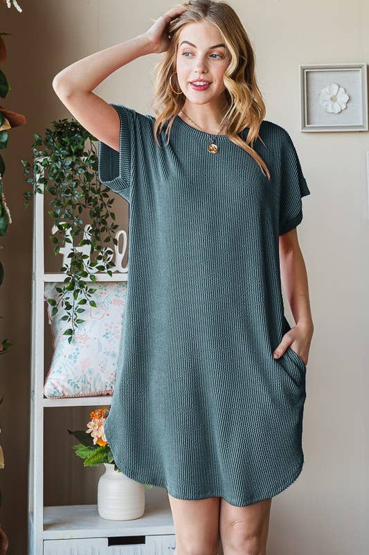 Ribbed Dress with Side Pockets