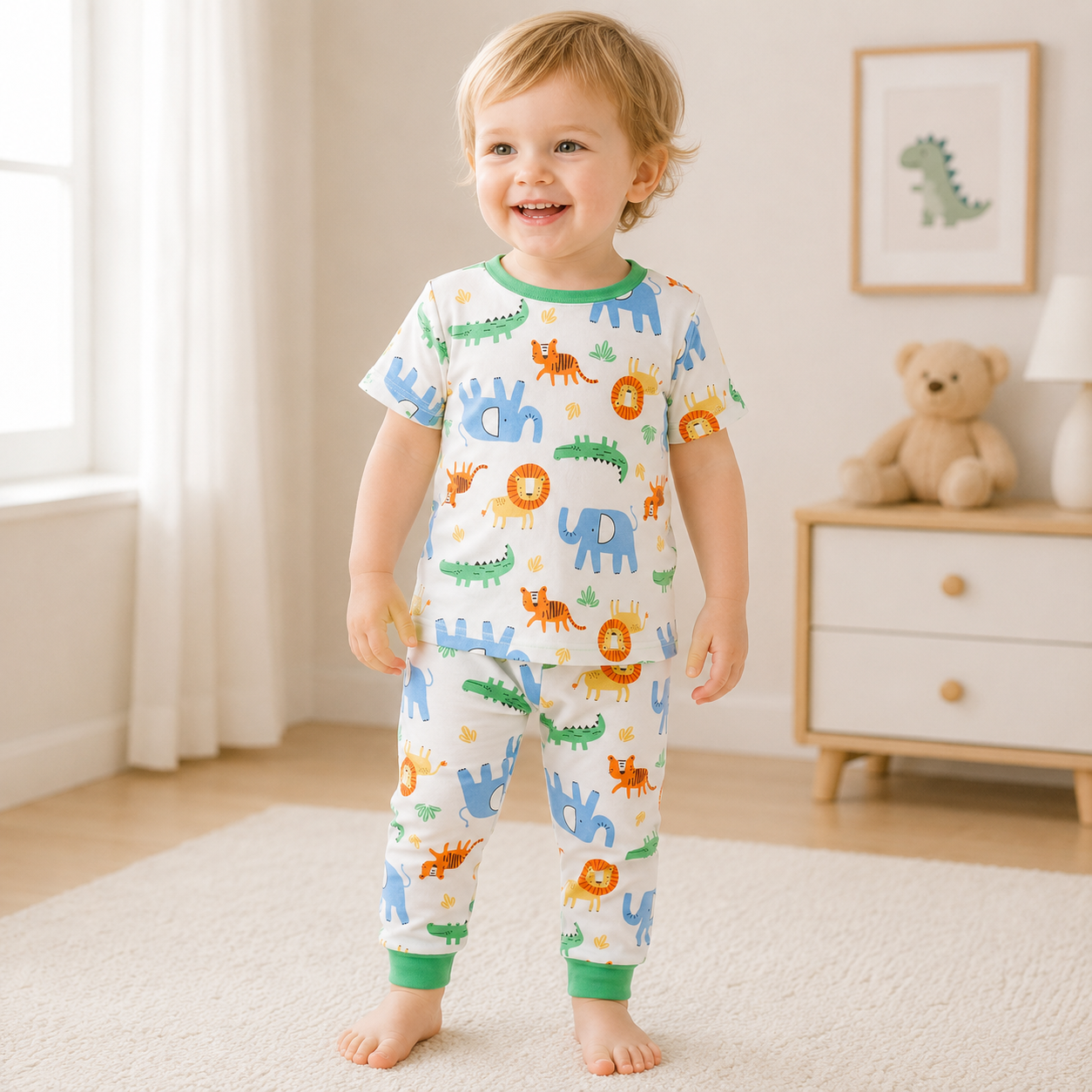Bamboo Safari Animals Infant Pajama Set
