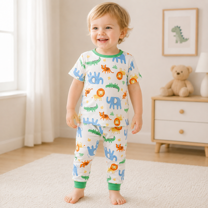 Bamboo Safari Animals Infant Pajama Set