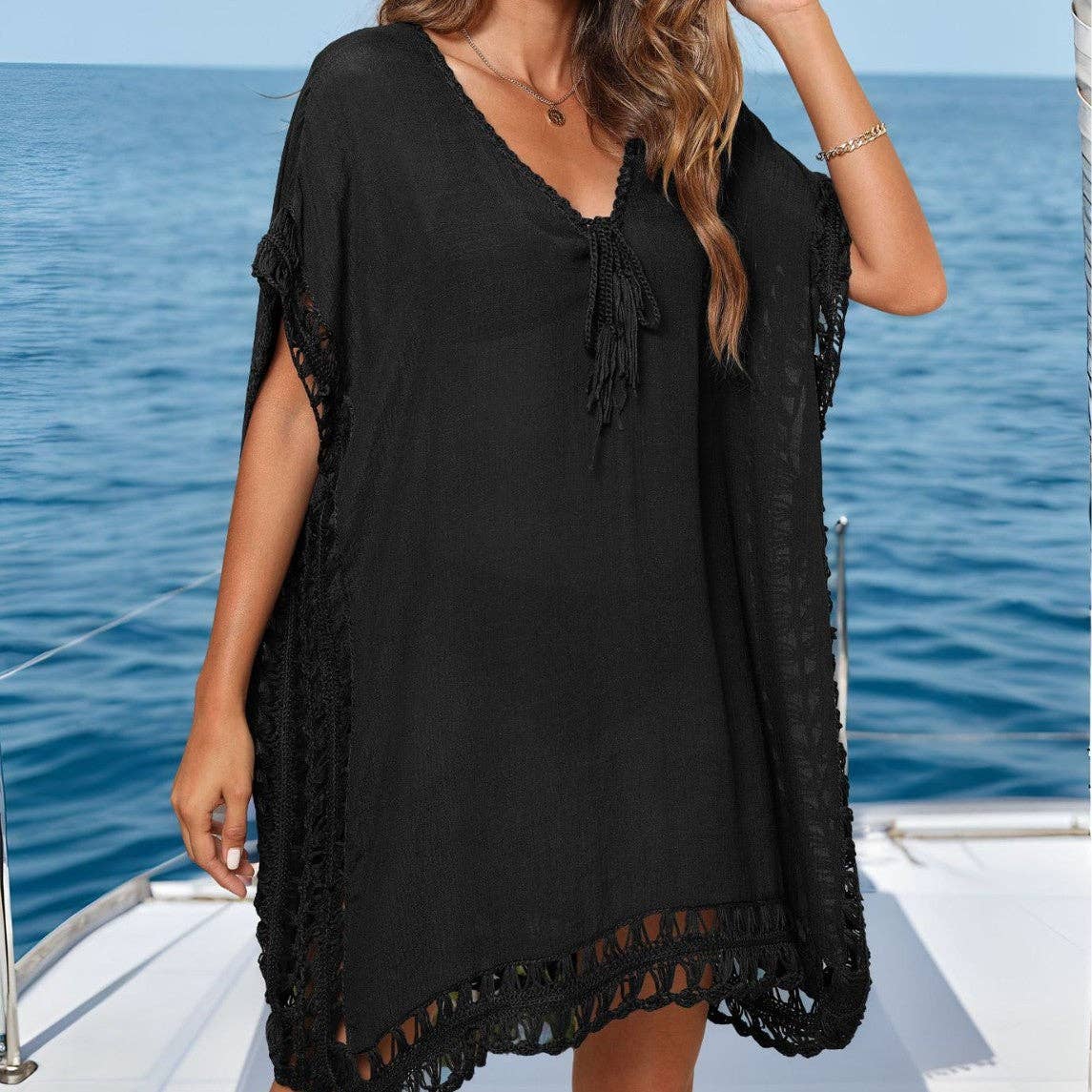 Crochet Trim Kaftan Cover Up - 3 Colors