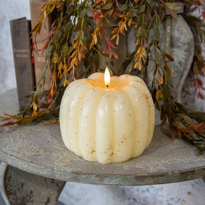 Cream Flameless Pumpkin Shaped Candle