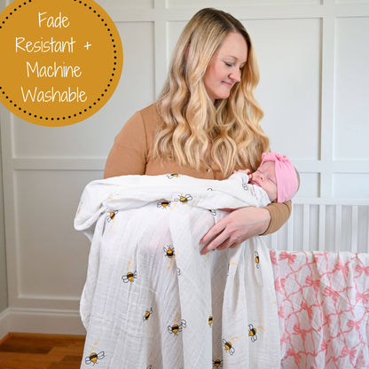 Baby Muslin Swaddle Blanket Bee-utiful Bee Theme