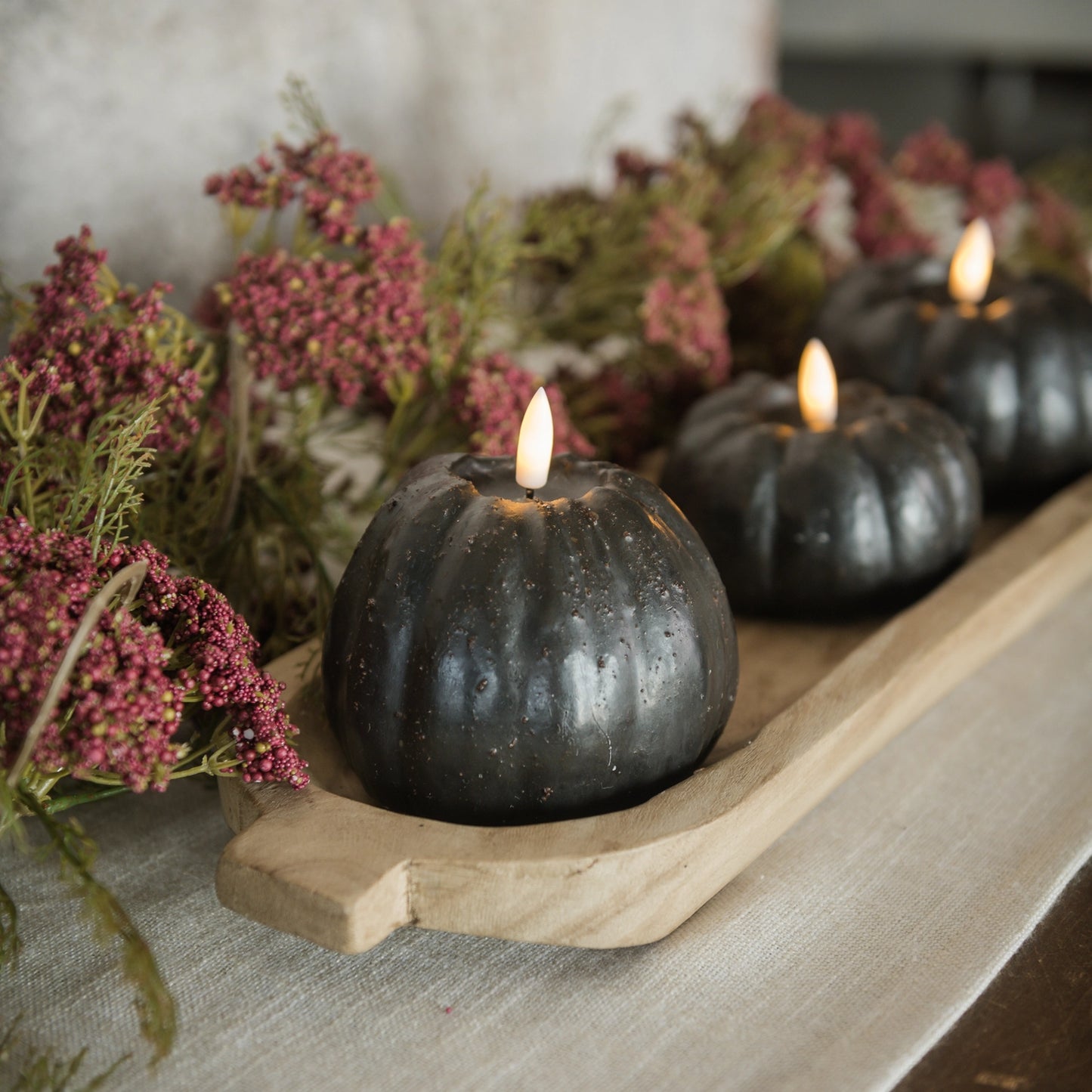 Black Flameless Pumpkin Shaped Candle - Size Options