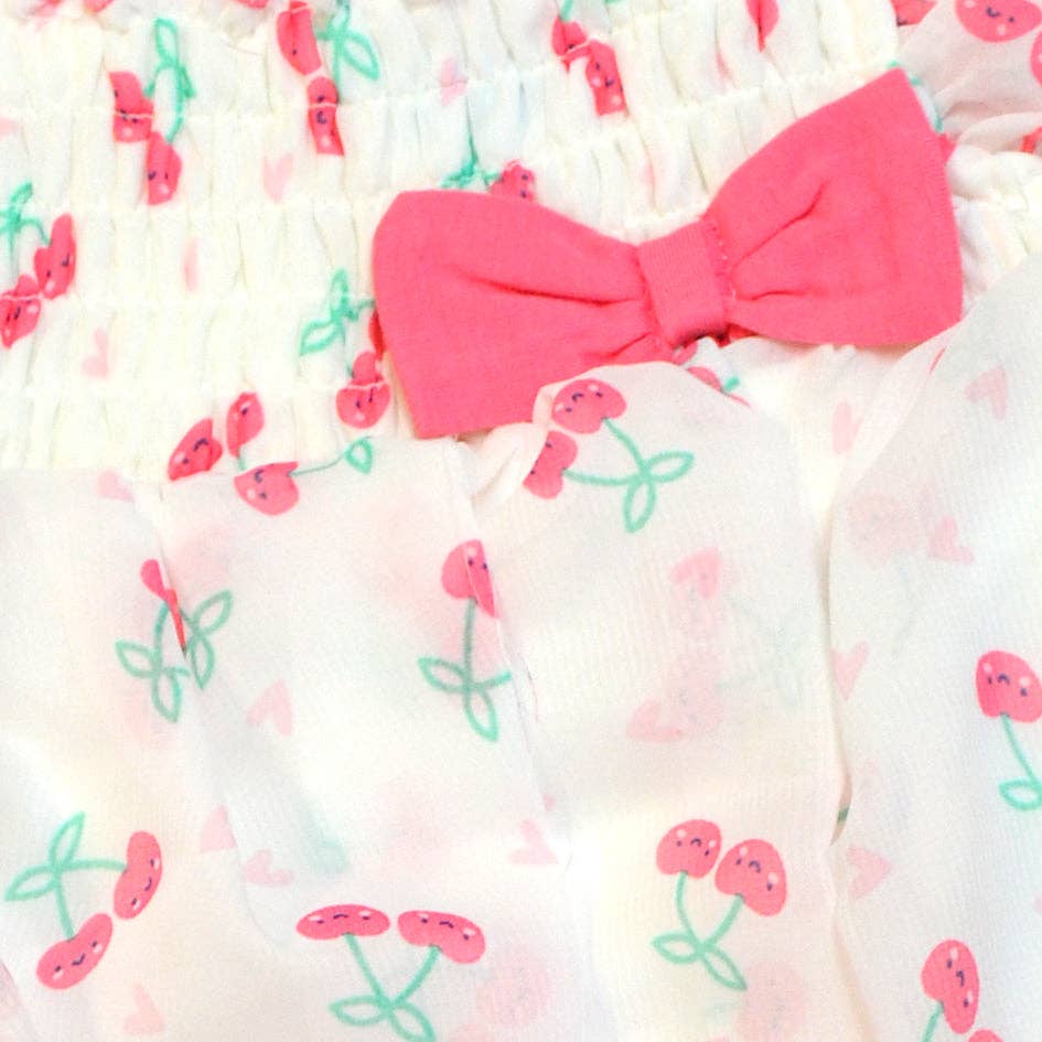 Cherry and Bows Chiffon Baby Girl Outfit - Chiffon Top and Shorts