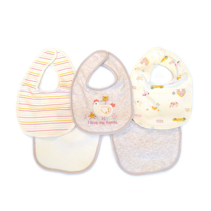 Chicken Pattern Soft Cotton Embroidered Baby Bibs - 5 Pack