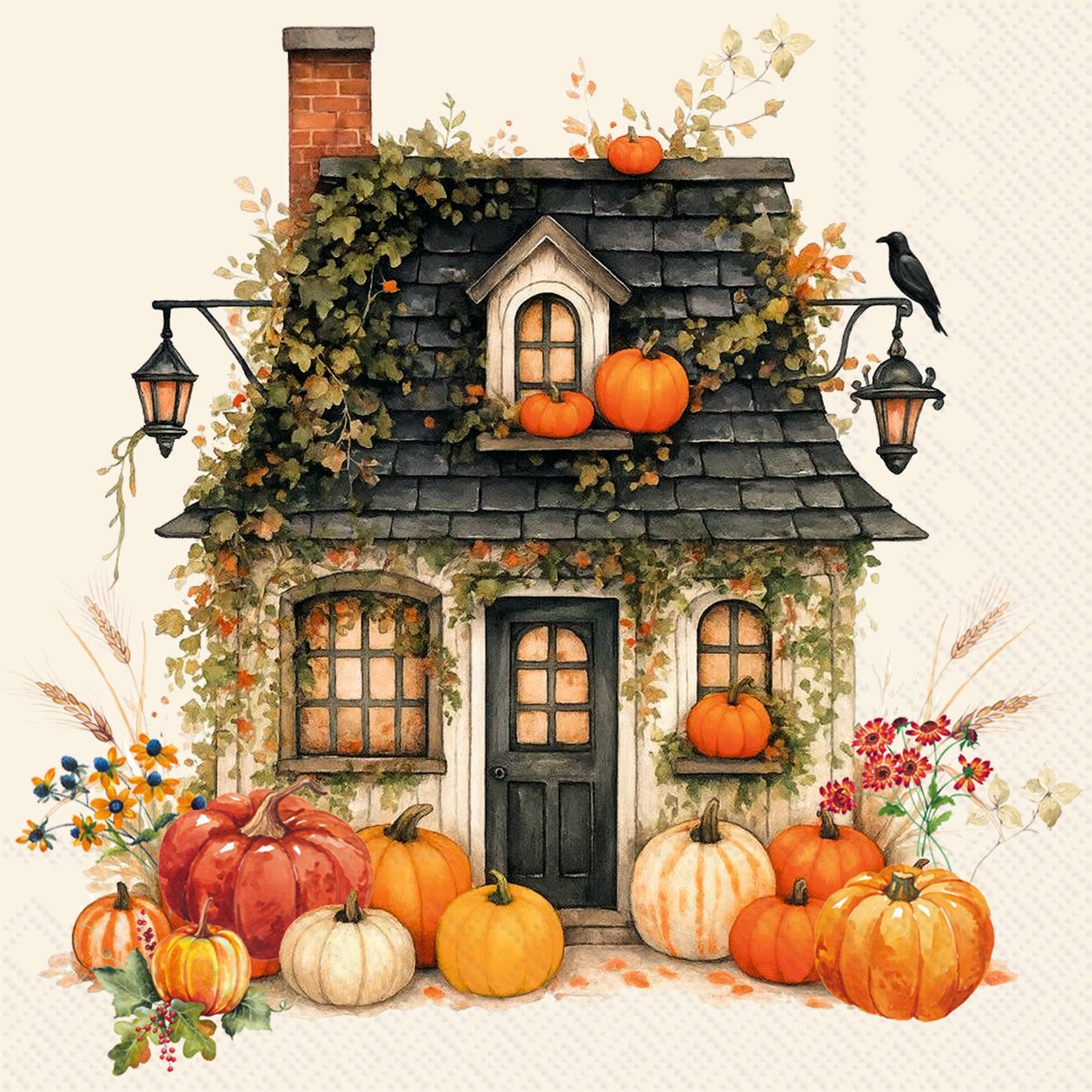 Autumn Cottage Cocktail Napkins 20 ct Pack - Fall/ Halloween