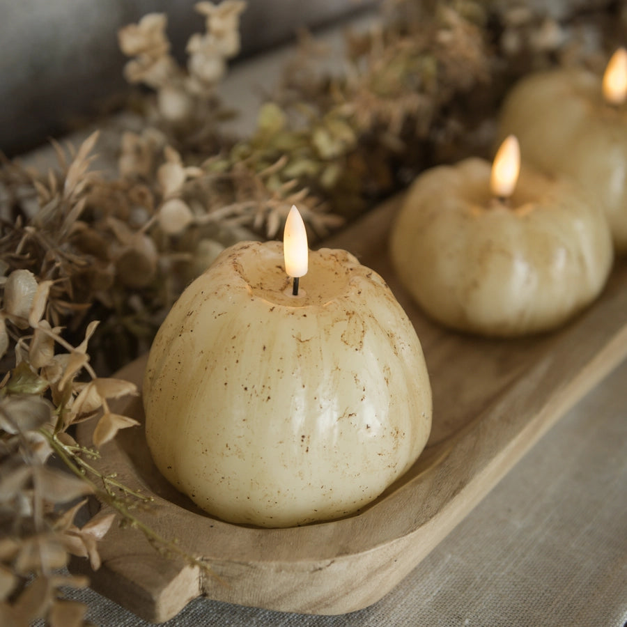 Cream Flameless Pumpkin Shaped Candle