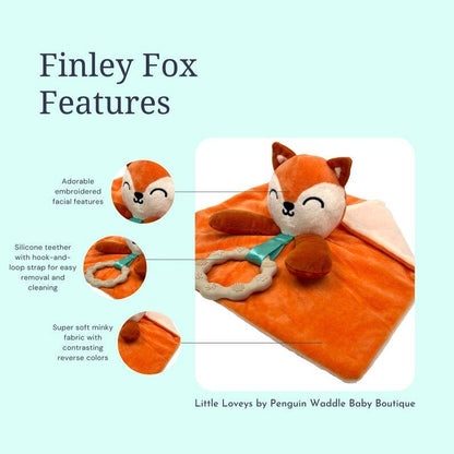 Finley Fox Lovey - Plush Teething Toy Security Blanket
