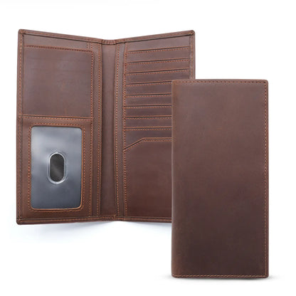 Genuine Leather Long Bifold Wallet