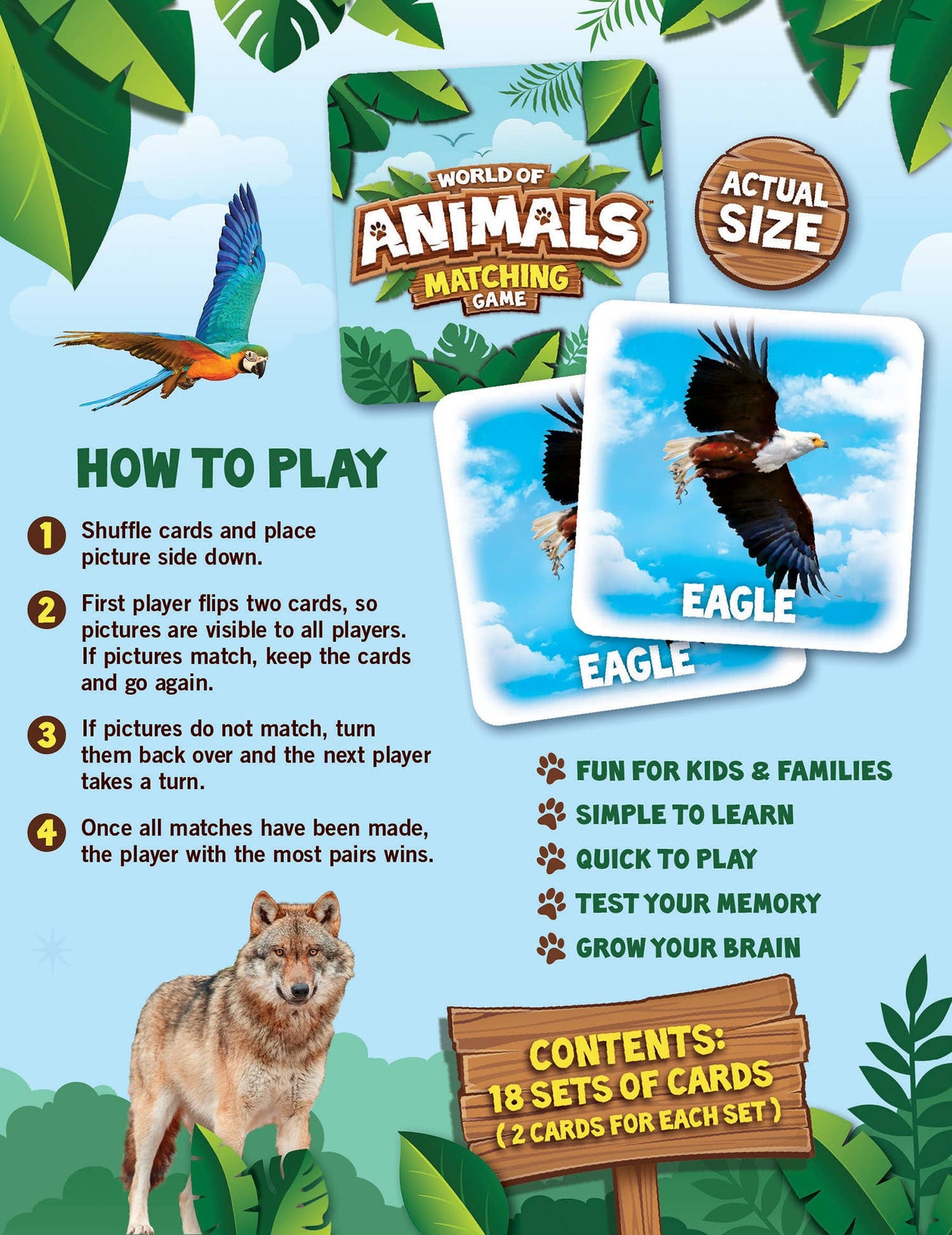 World of Animals Matching Game for Children
