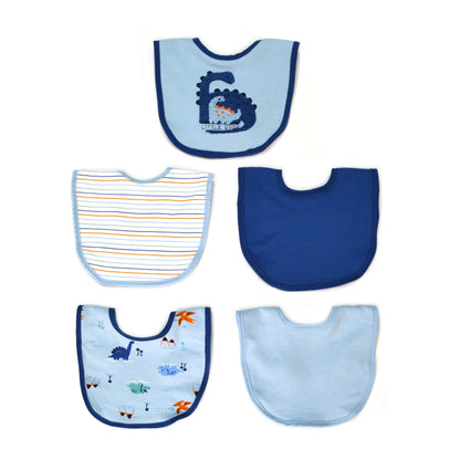 Little Dude Dinosaur Cotton Embroidered Baby Bibs - 5 Pack