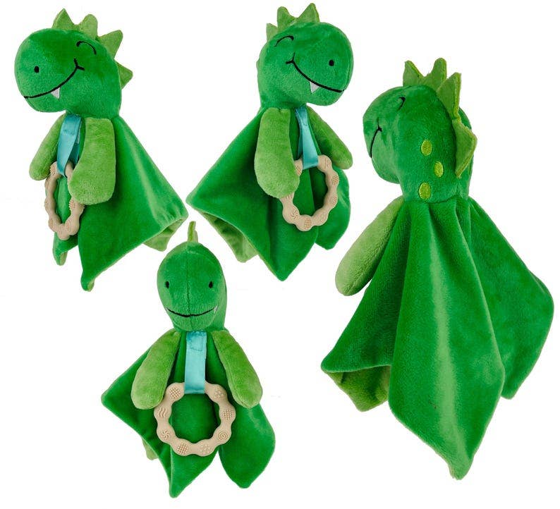 Dylan Dino Plush Teething Toy - Minky Baby Security Blanket