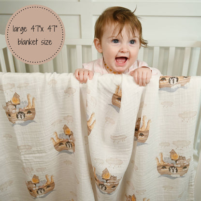 Baby Muslin Swaddle Blanket Noah's Ark