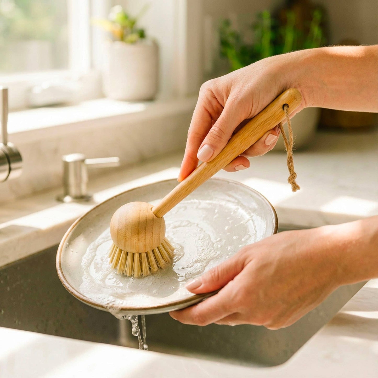 Bamboo Kitchen Dish Scrubber Brush