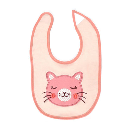 Kitty Love Soft Cotton Embroidered Baby Bibs - 5 Pack