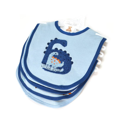 Little Dude Dinosaur Cotton Embroidered Baby Bibs - 5 Pack