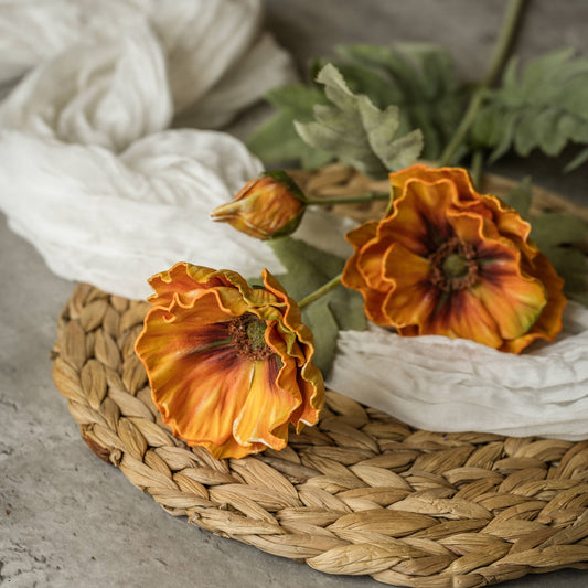 Dark Orange Poppy Spray - 27"