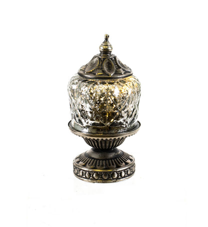 Mercury Glass Lighted Pedestal - Two Size Options