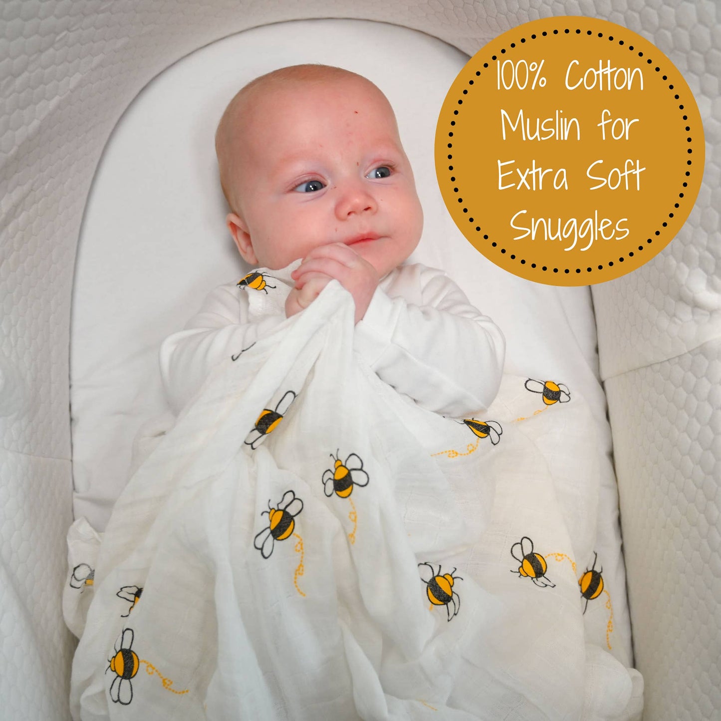 Baby Muslin Swaddle Blanket Bee-utiful Bee Theme