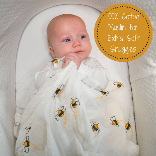 Baby Muslin Swaddle Blanket Bee-utiful Bee Theme