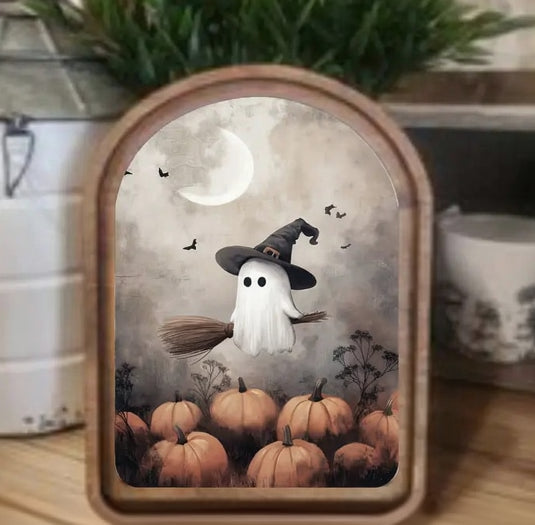 Arch Top Ghostie Witch Framed Art