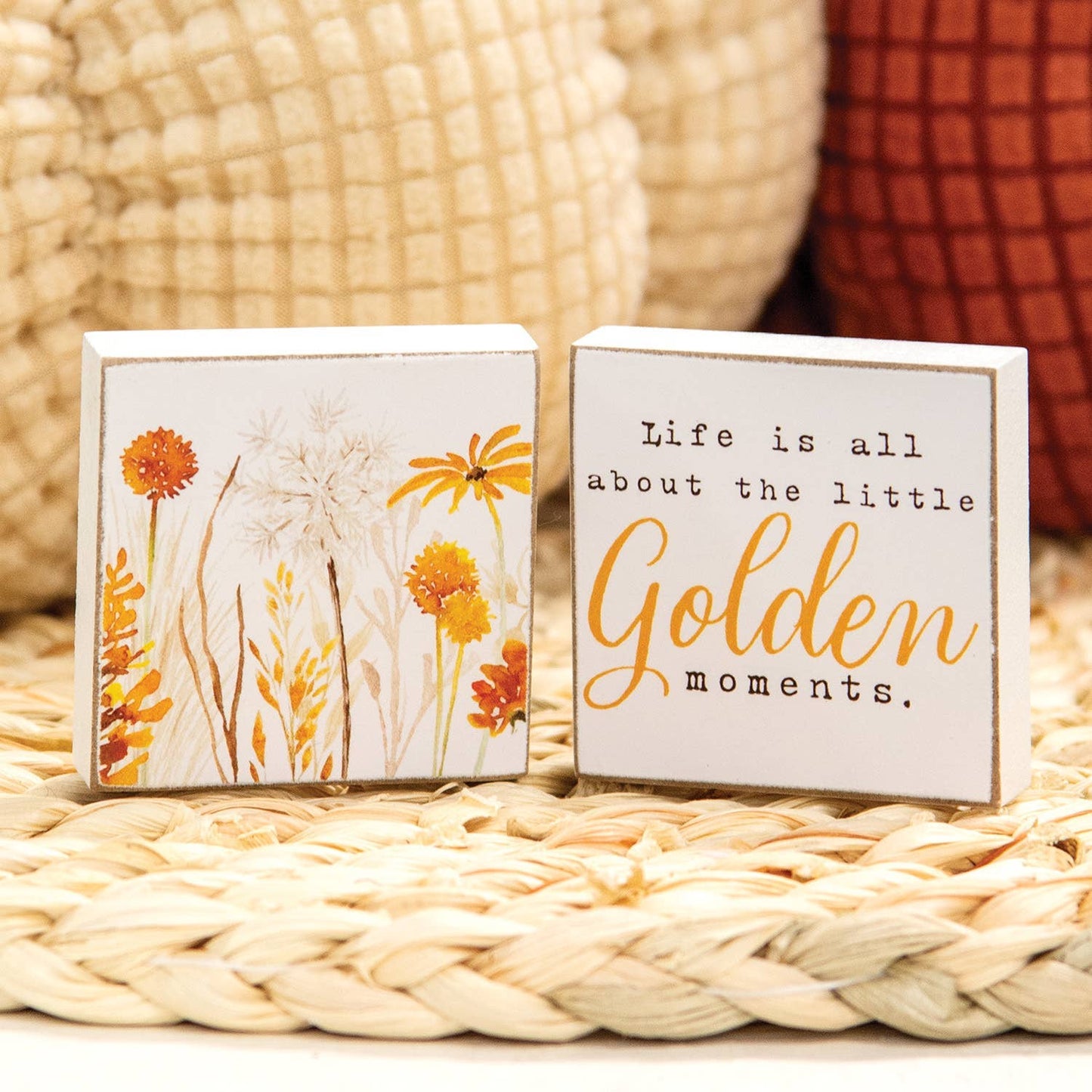 Golden Moments Fall Wildflower Decorative Mini Block - Two Options