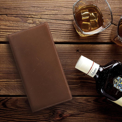 Genuine Leather Long Bifold Wallet