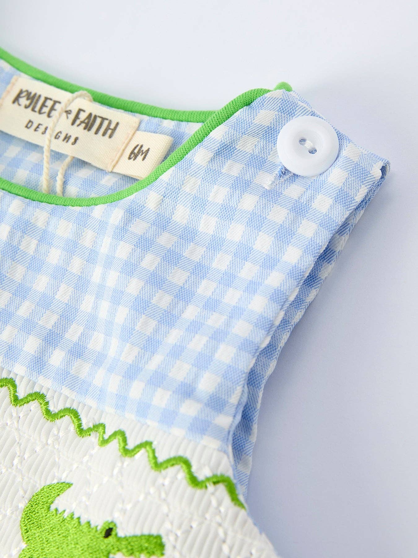 Summer Crocodile Embroidered Smocked Romper