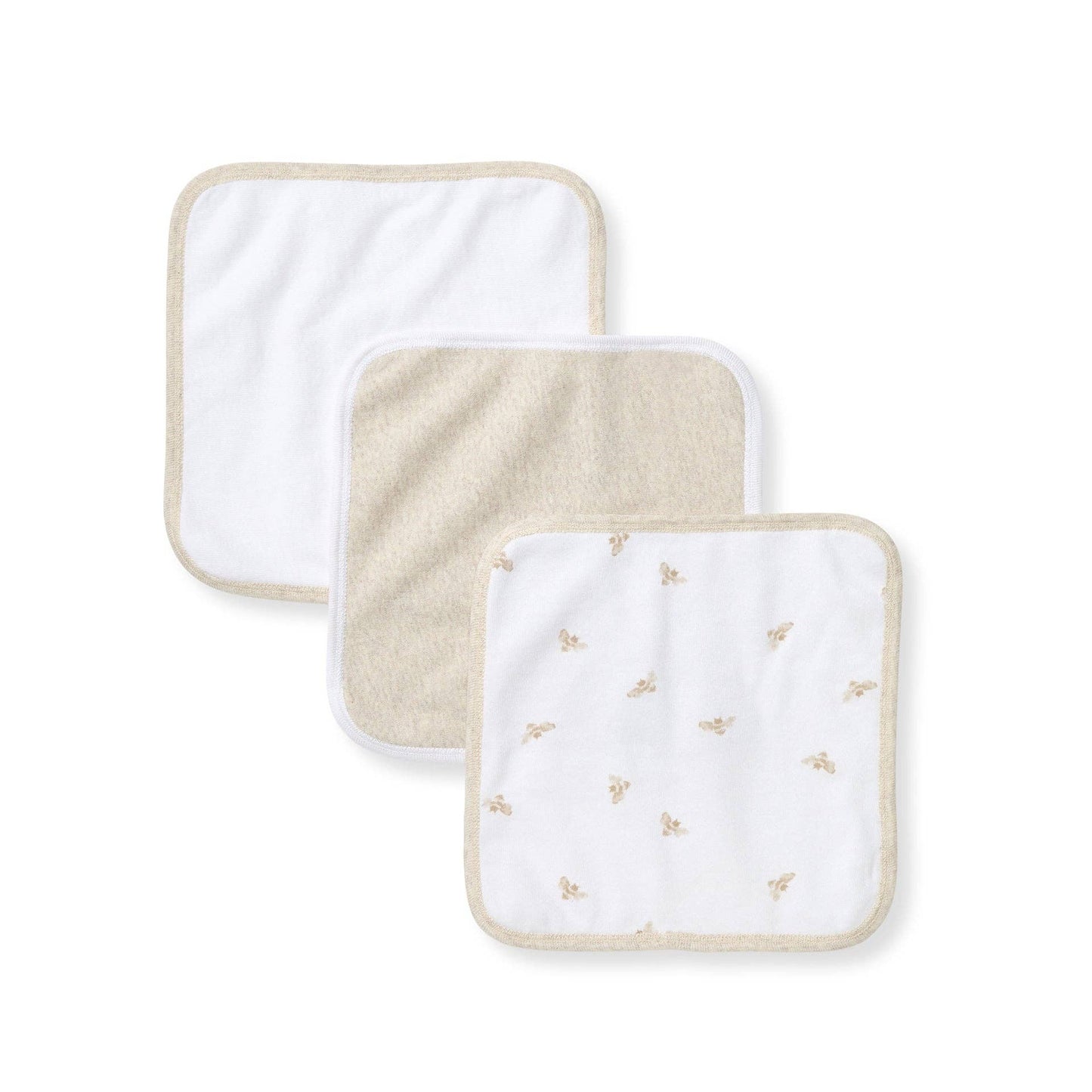Set of 3 Golden Bee Knit Terry Washcloths - Burt's Bees Baby