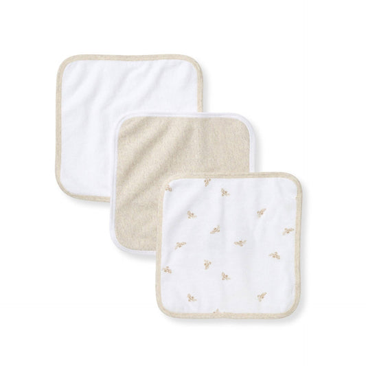 Set of 3 Golden Bee Knit Terry Washcloths - Burt's Bees Baby