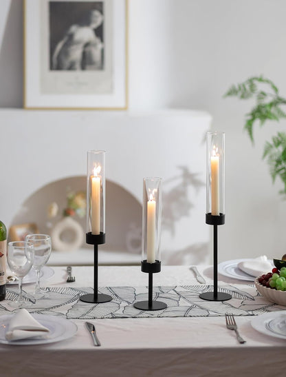 Hurricane Glass Taper Candle Holders - 3 Sizes