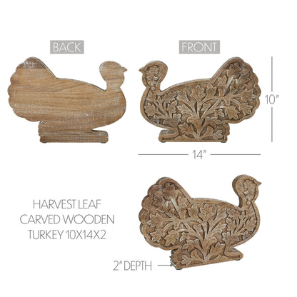 Harvest Leaf Carved Wooden Turkey