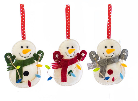 Festive Felt Snowman Ornament - Three Options