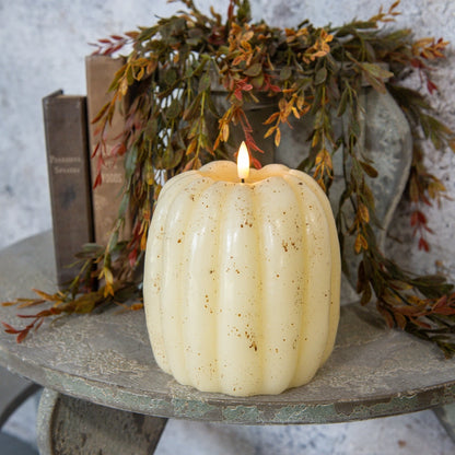 Cream Flameless Pumpkin Shaped Candle