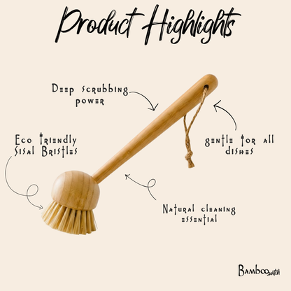 Bamboo Kitchen Dish Scrubber Brush