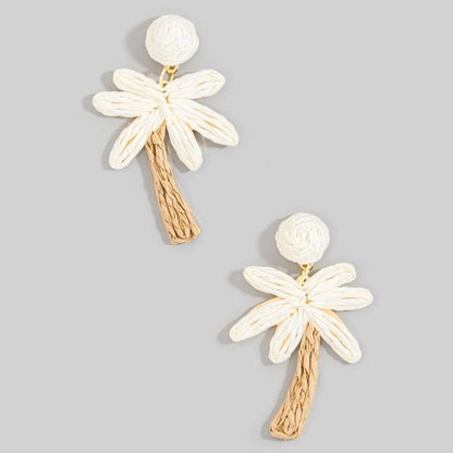 Raffia Palm Tree Dangle Earrings