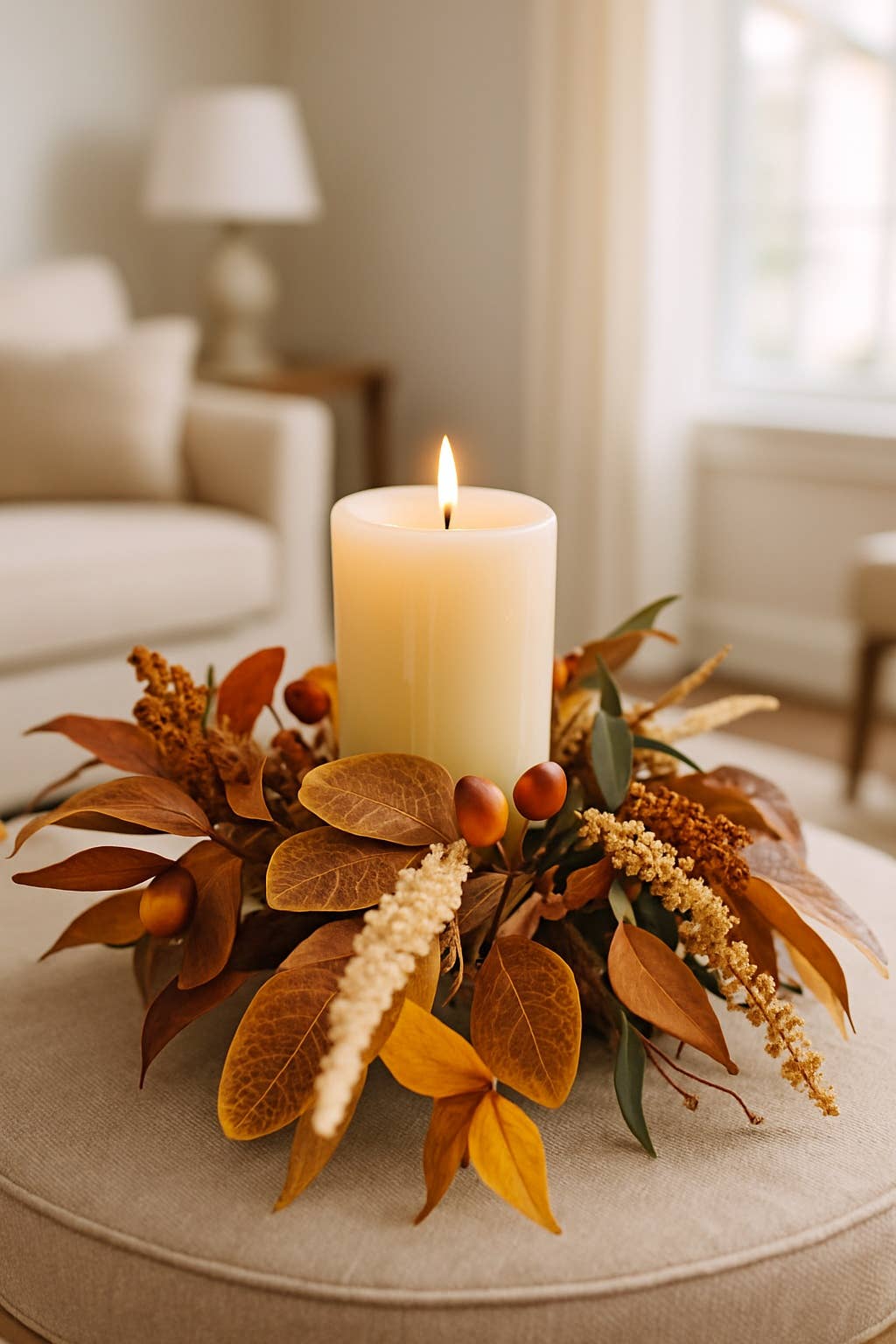 Aspen Acorn Candle Ring Mini Wreath - 6.5 inch inner