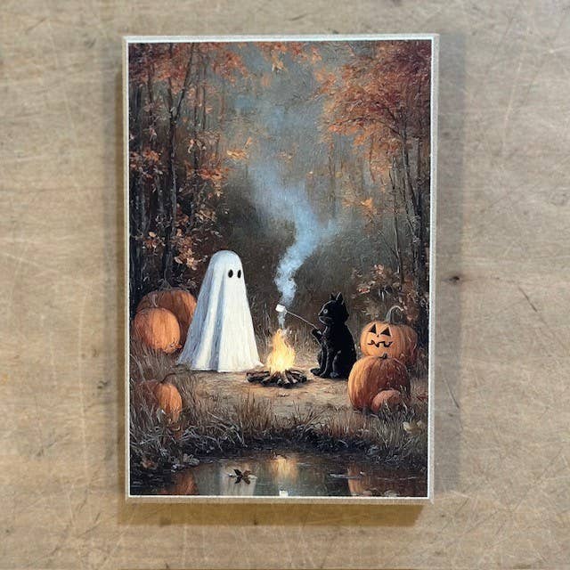 Fall Snacks By The Campfire Block Sign