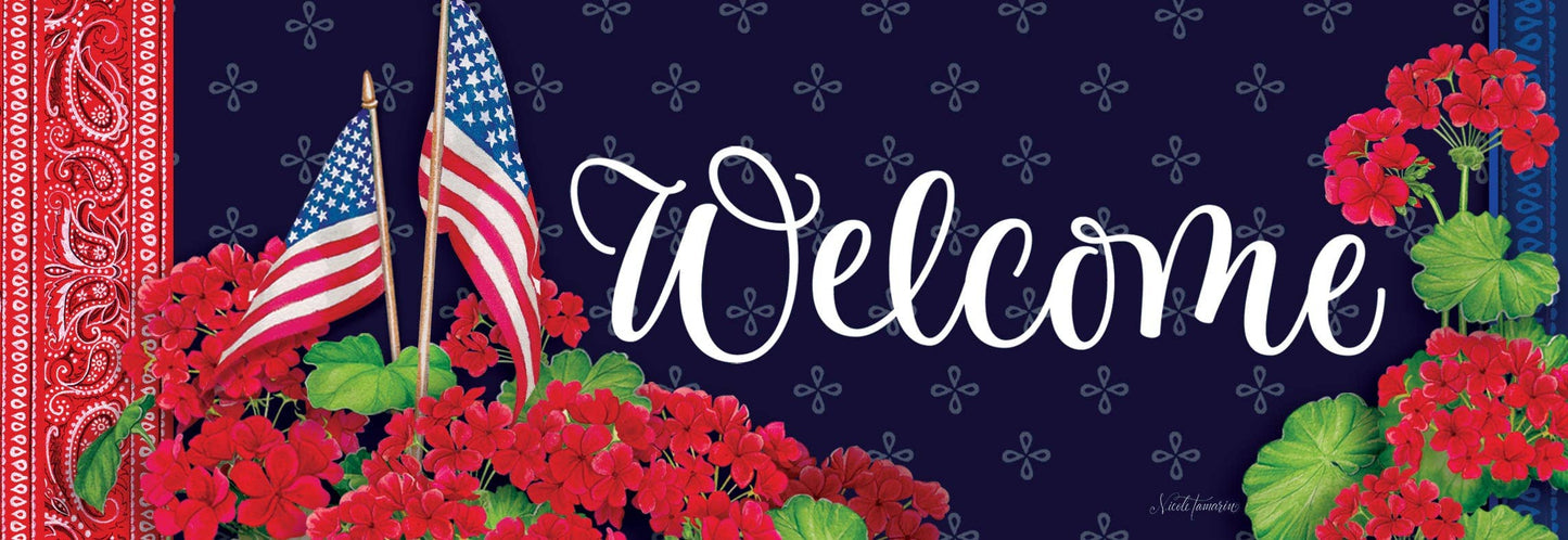 Geranium Patriotic Welcome Signature Sign - Custom Decor