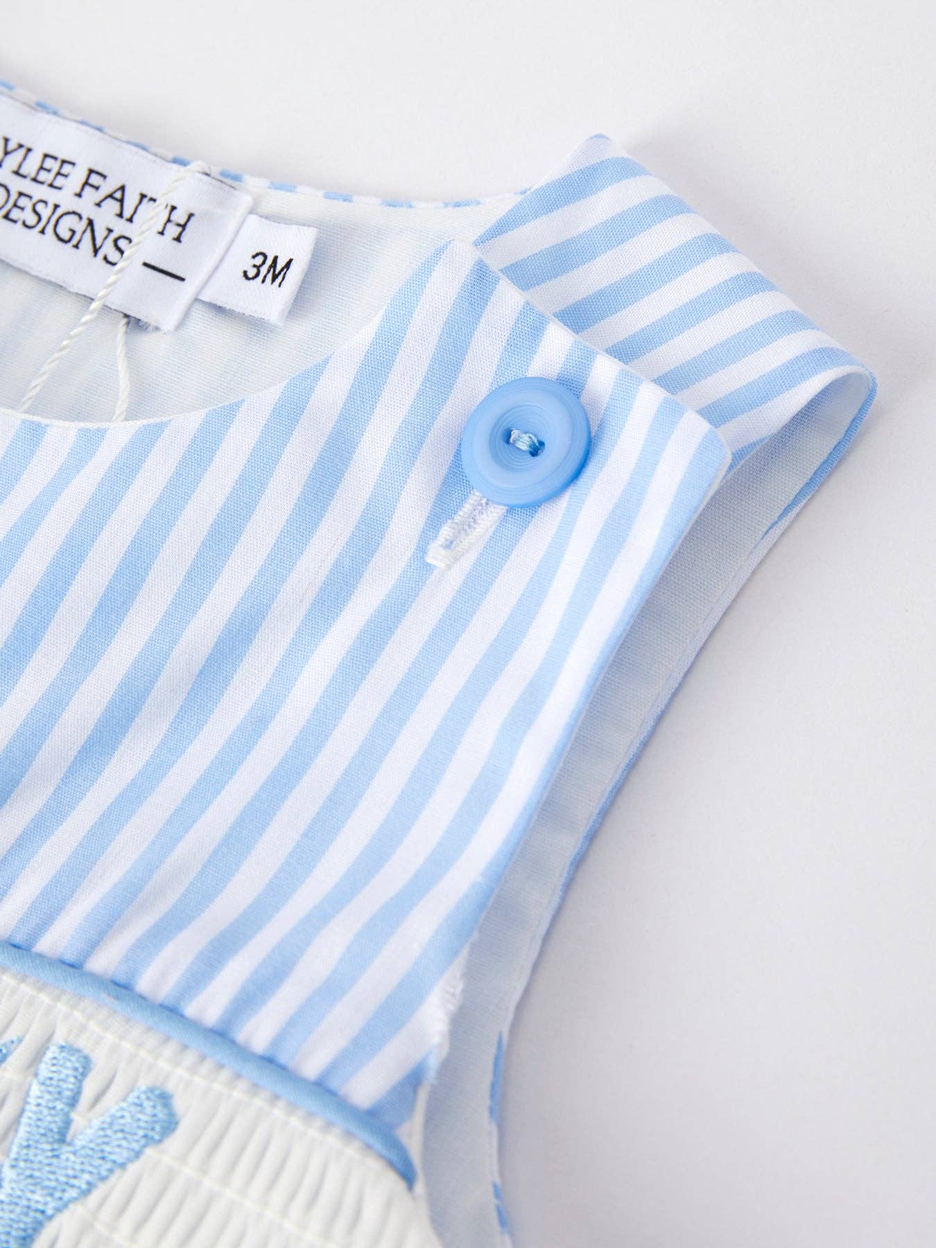 “I ❤ MOMMY” Embroidered Smocked Striped Baby Boys Romper