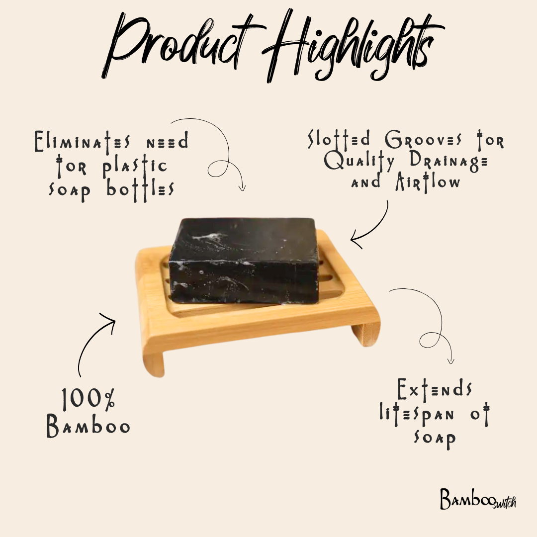 Bamboo Soap Dish with Drain Slots