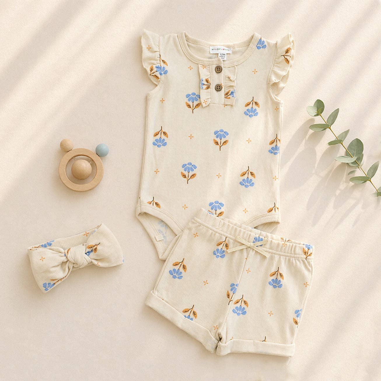 Baby Girl Sleeveless Top and Shorts Set with Matching Headband