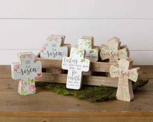 Wooden Inspirational Cross Sitter - 3 Options