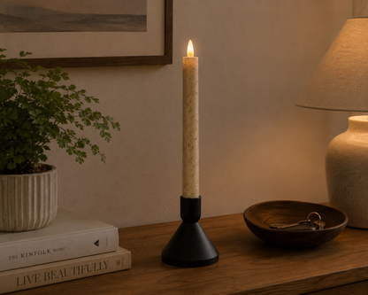 Rustic Cream 3D Flameless Taper Candle - 9.5"