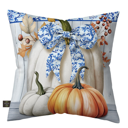 Blue and White Pumpkins Indoor/Outdoor Pillow