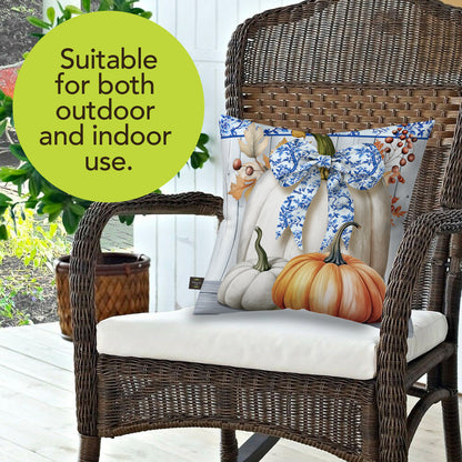 Blue and White Pumpkins Indoor/Outdoor Pillow