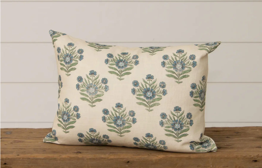 Lumbar Pillow - Blue Block Print Silhouette