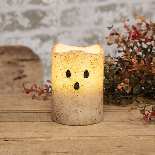 Grungy Ghost Timer Pillar Candle, LED - 2 Sizes