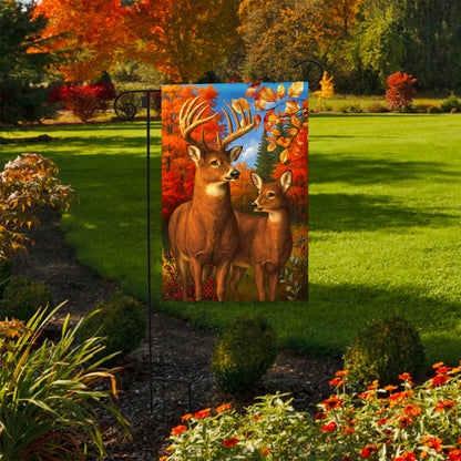 Autumn Deer Pair Garden Flag