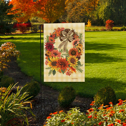 Harvest Sunflower Wreath Garden Flag